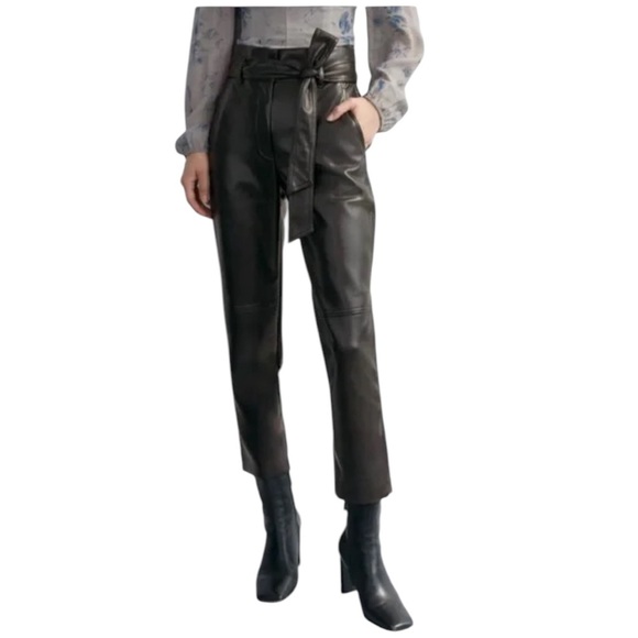 Wilfred Pants - Wilfred high waist belted straight leg leather vegan pants excellent condition